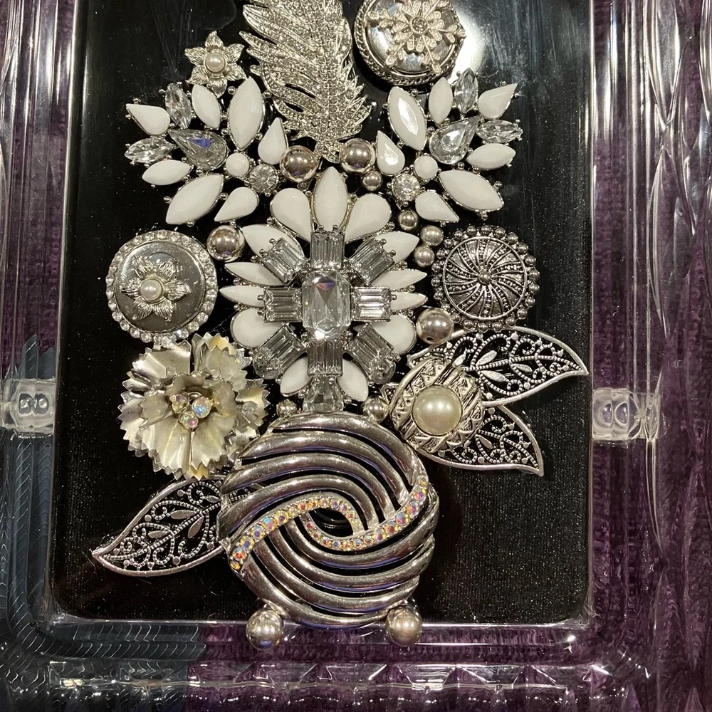 ORIGINAL JEWELRY ART COLLAGE IN GLASS FRAME. UNIQUE HANDMADE OOAK GIFT 💝 IDEA - Picture 12 of 14